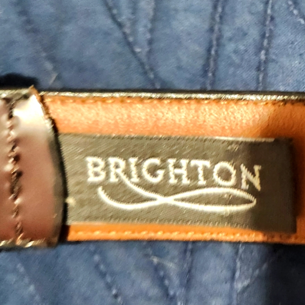 VTG MEN Brighton Burg/Brown ANILINA Calf Belt Sz 54 1" WideBrass Buckle Stitched
